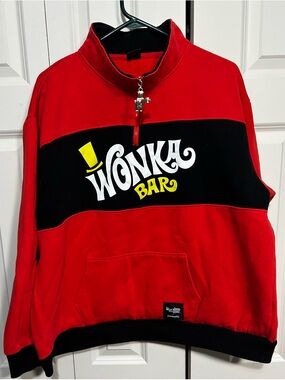 Wonka Bar Orange & Black Half-Zip Pullover sweatshir